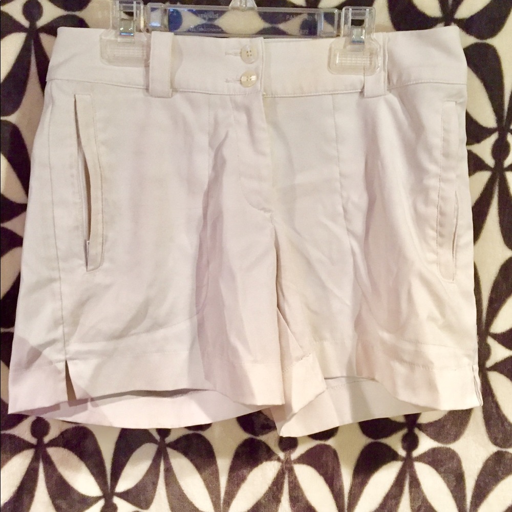 White nike gold shorts